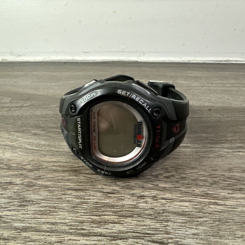 Timex Ironman Triathlon Men 30 Lap Black Quartz Digital Watch 8" Needs Battery
